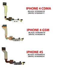 Charging Port Cable Compatible For iPhone 4S (Black)