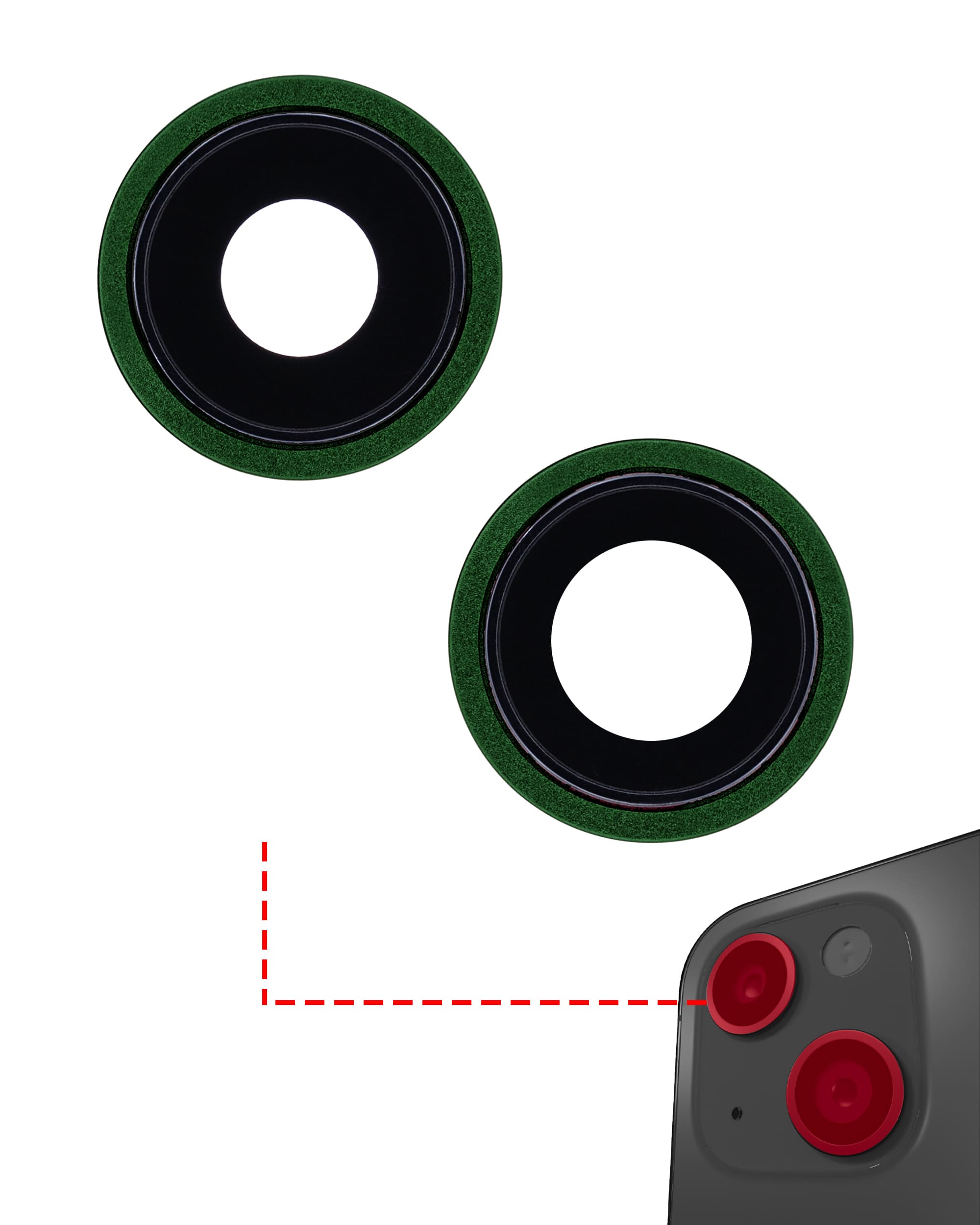 Back Camera Lens With Bracket & Bezel Compatible For iPhone 13 / 13 Mini (Aftermarket Plus) (Green)