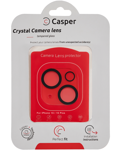 Casper Camera Lens Protector Compatible For iPhone 15 / 15 Plus (Crystal Full Cover)