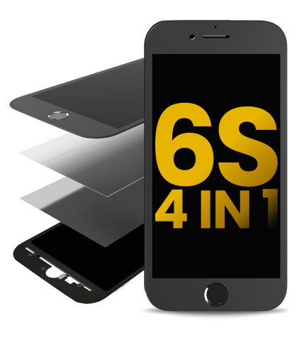 4 in 1 (Front Glass + Frame + Polarizer + OCA Pre-Installed) Compatible For iPhone 6S (2 Pack) (Black)