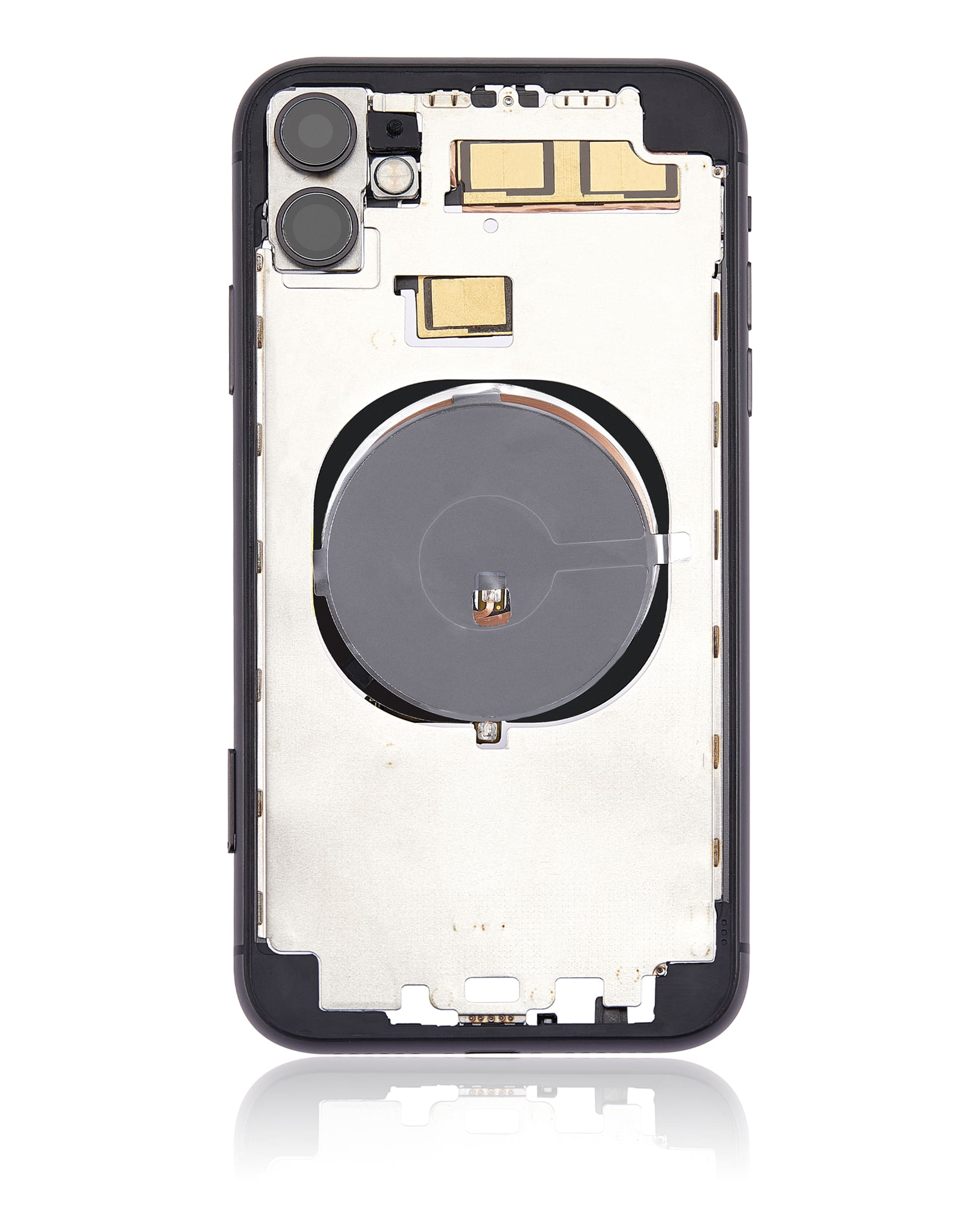 Back Housing W/ Small Components Pre-Installed (Without Back Cover) Compatible For iPhone 11 (Black)