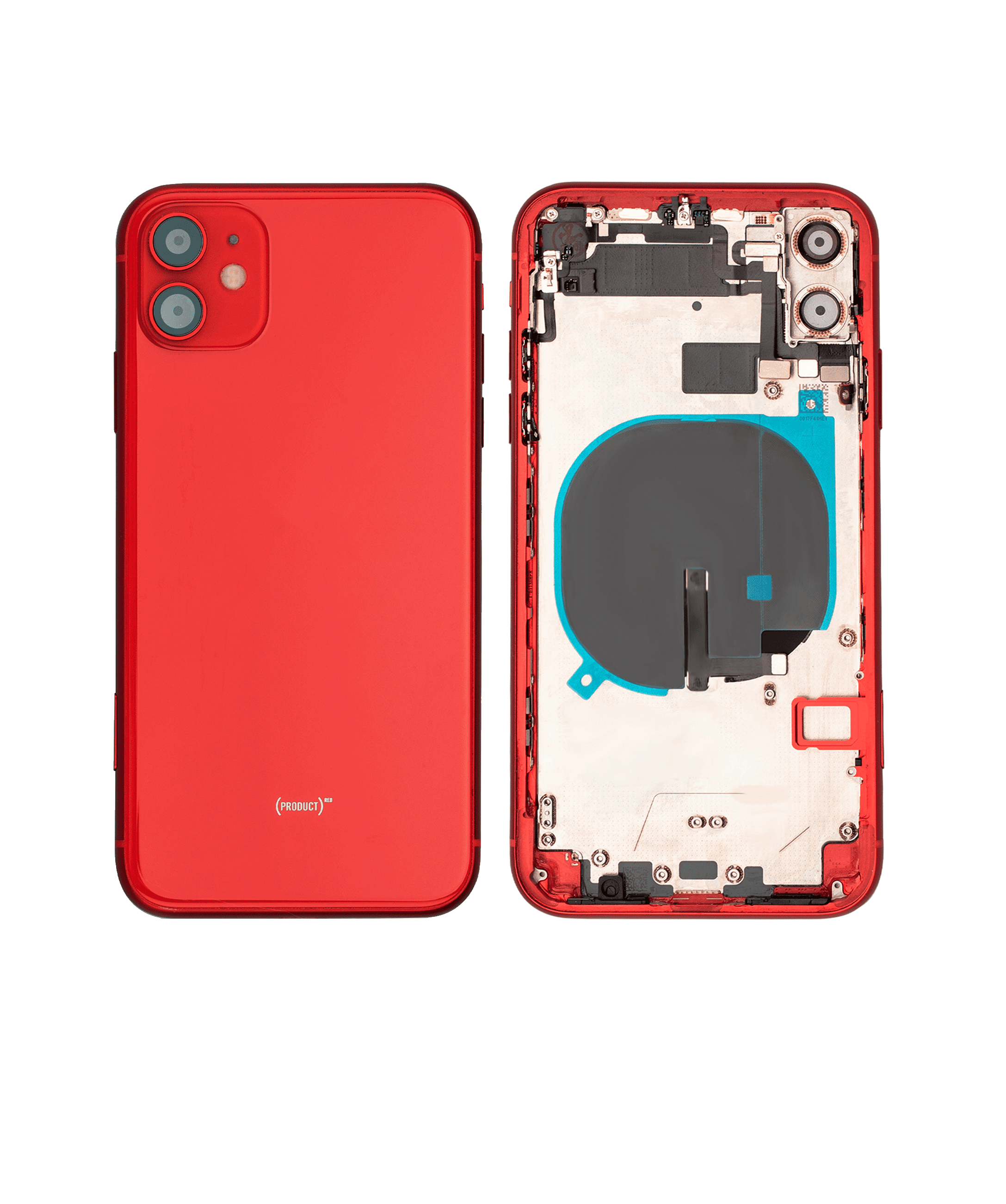 Back Housing W/ Small Components Pre-Installed Compatible For iPhone 11 (Used OEM Pull: Grade C) (Red)