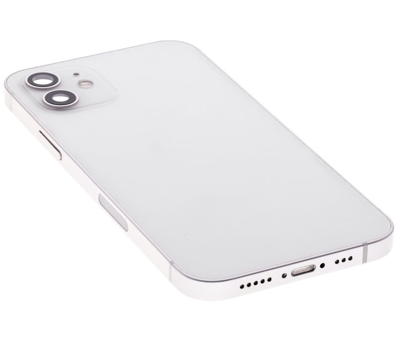 Back Housing W/ Small Components Pre-Installed Compatible For iPhone 12 (US Version) (Used OEM Pull: Grade C) (White)