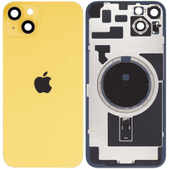 Back Glass With Steel Plate With MagSafe Magnet Pre-Installed Compatible For iPhone 14 Plus (Used OEM Pull: Grade A) (Yellow)