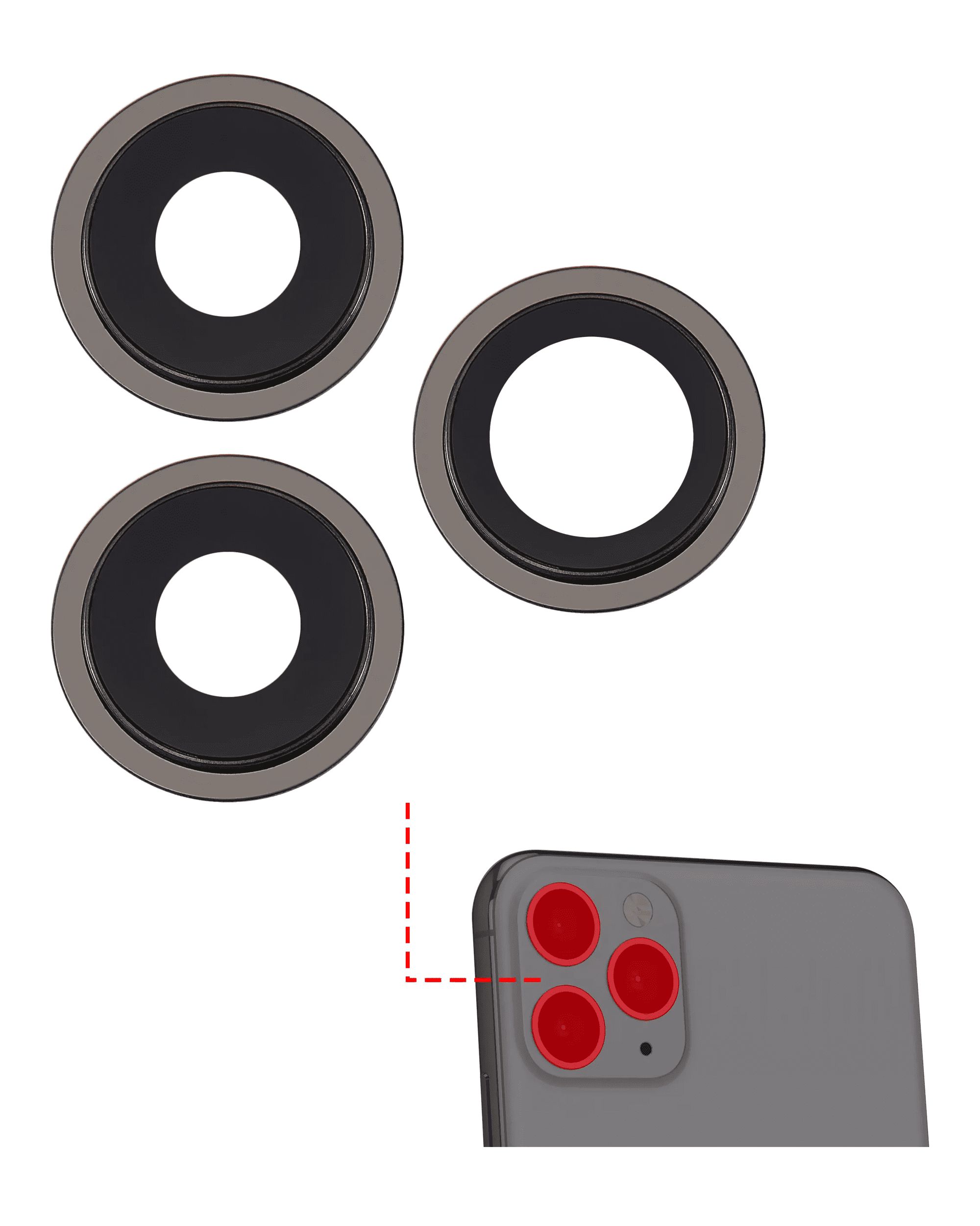 Back Camera Lens With Bracket & Bezel Compatible For iPhone 11 Pro / Pro Max (Black) (Aftermarket Plus)