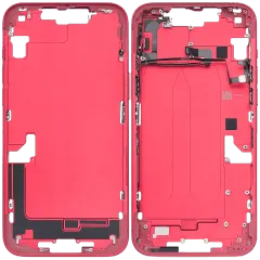 Mid-Frame Housing With Power And Volume Button Compatible For iPhone 14 Plus (Used OEM Pull: Grade C) (Red)