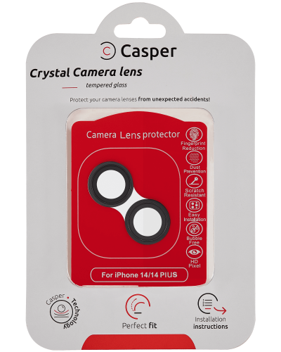 Casper Camera Lens Protector Compatible For iPhone 14 / 14 Plus (Black) (Clear)