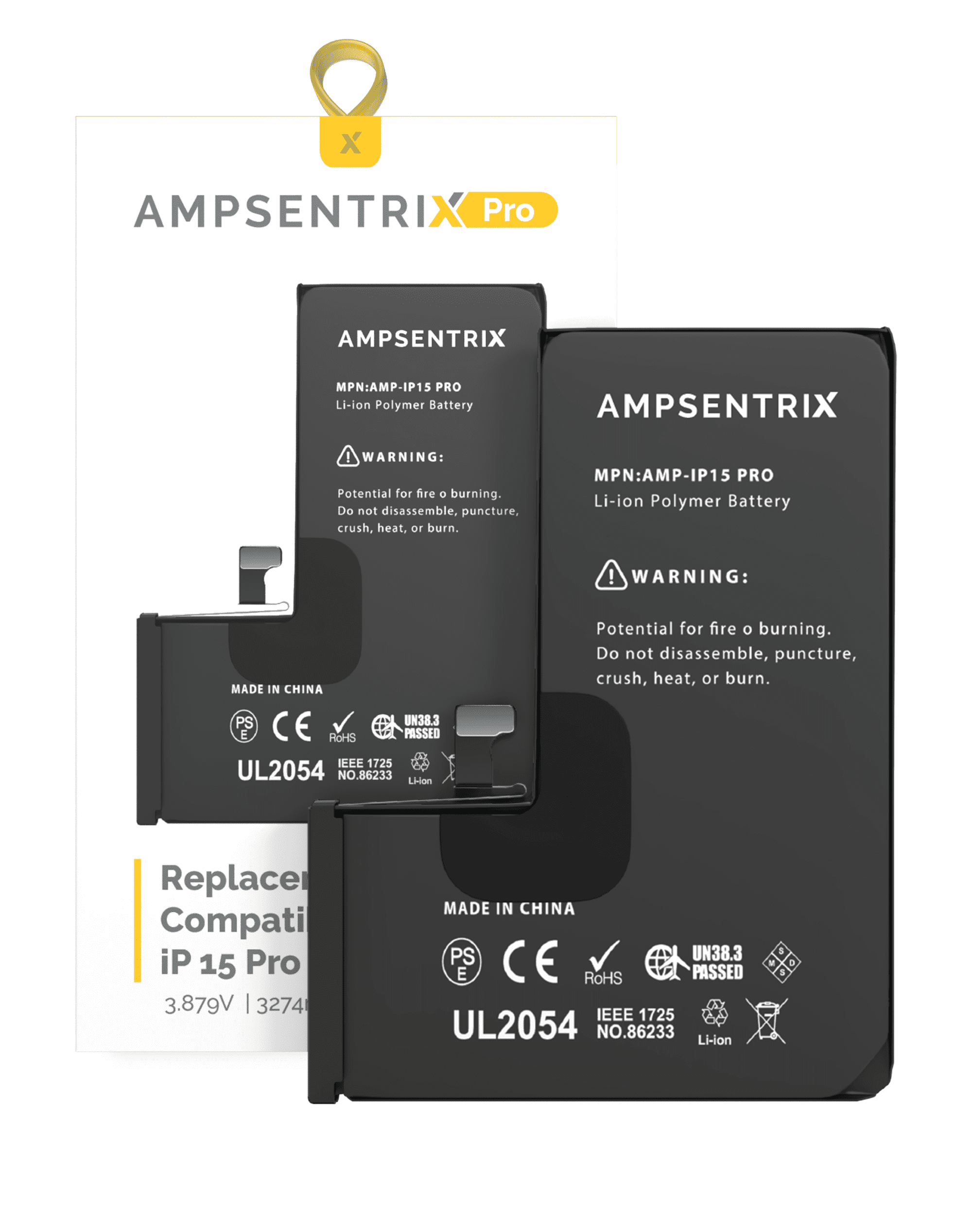 Replacement Battery Compatible For iPhone 15 Pro (AmpSentrix Pro)