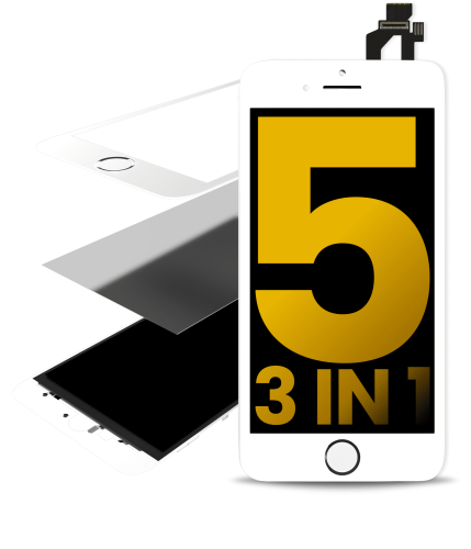 3 in 1 (Front Glass + Frame + OCA Pre-Installed) Compatible For iPhone 5 (2 Pack) (White)