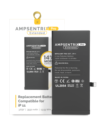 Extended Capacity Replacement Battery Compatible For iPhone 11 (AmpSentrix Pro Extended)