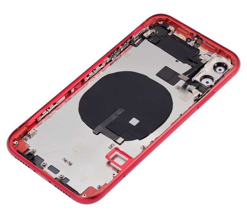 Back Housing W/ Small Components Pre-Installed Compatible For iPhone 11 (No Logo) (Aftermarket Plus) (Red)