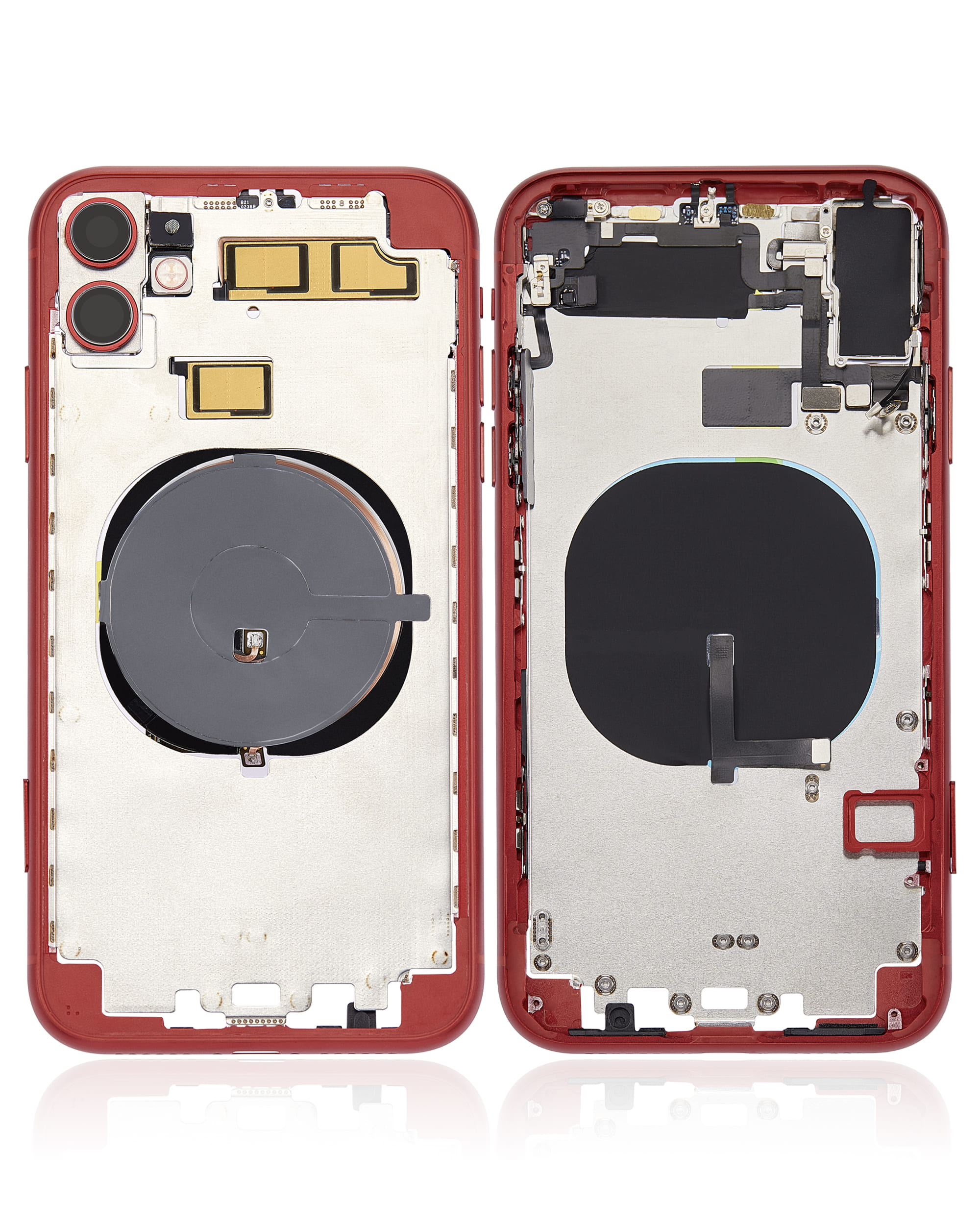 Back Housing W/ Small Components Pre-Installed (Without Back Cover) Compatible For iPhone 11 (Red)
