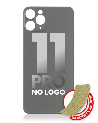 Back Glass With 3M Adhesive Compatible For iPhone 11 Pro (No Logo / Large Camera Hole) (Midnight Green)