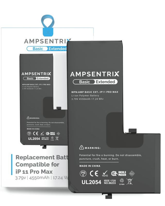Extended Capacity Replacement Battery Compatible For iPhone 11 Pro Max (AmpSentrix Basic Extended)