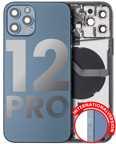 Back Housing W/ Small Components Pre-Installed Compatible For iPhone 12 Pro (International Version) (Used OEM Pull: Grade B) (Pacific Blue)