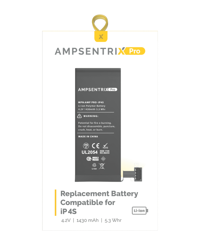 Replacement Battery Compatible For iPhone 4S (AmpSentrix Pro)