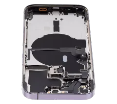 Back Housing W/ Small Pre-Installed Compatible For iPhone 14 Pro (U.S Version) (Used OEM Pull: Grade B) (Deep Purple)