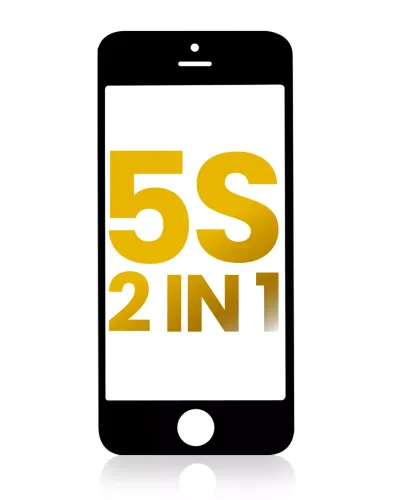 2 in 1 (Front Glass + Frame) Compatible For iPhone 5S (2 Pack) (Black)