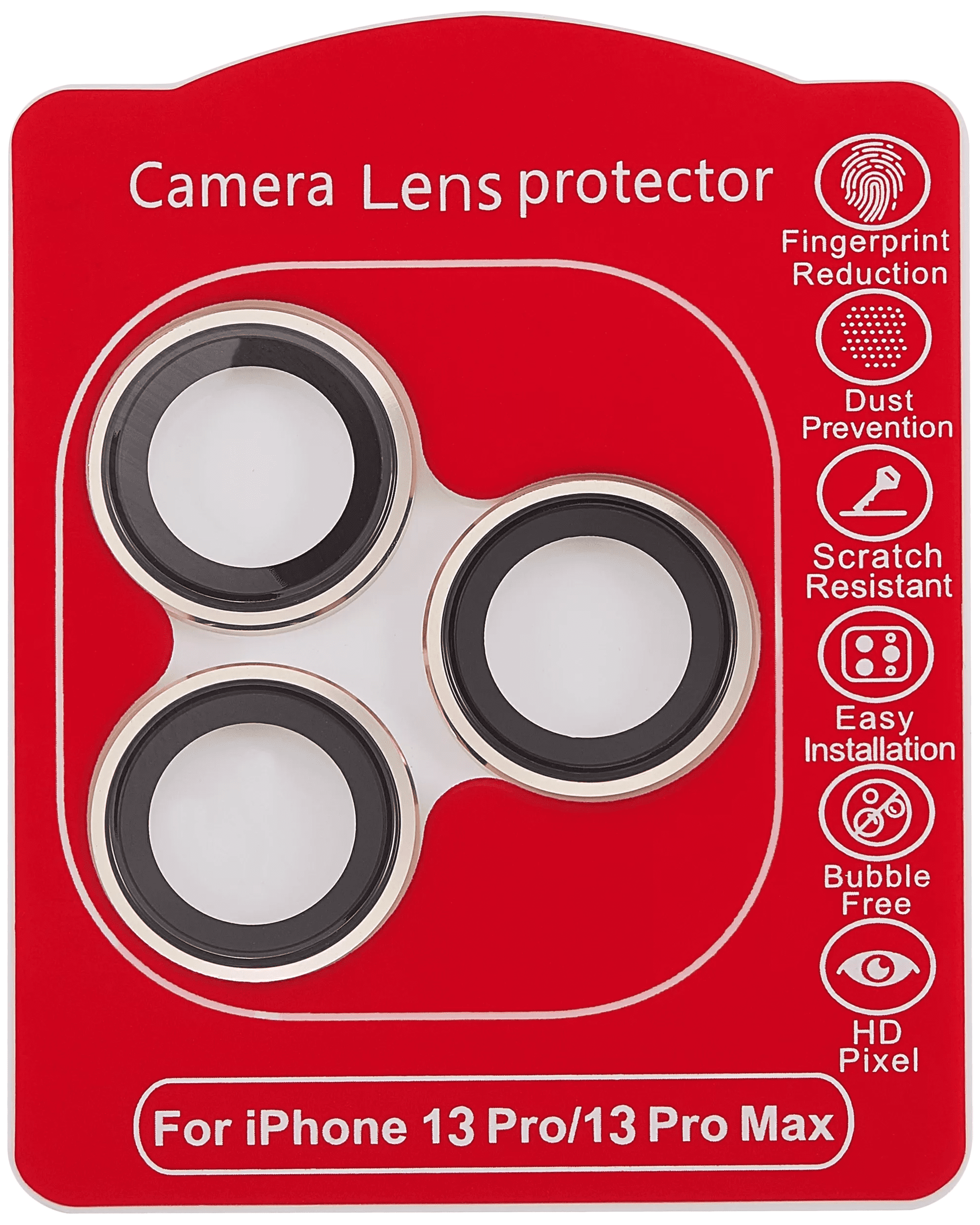 Casper Camera Lens Protector Compatible For iPhone 13 Pro / 13 Pro Max (Gold) (Clear)