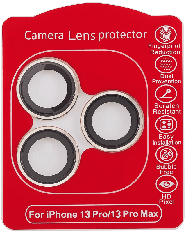 Casper Camera Lens Protector Compatible For iPhone 13 Pro / 13 Pro Max (Gold) (Clear)