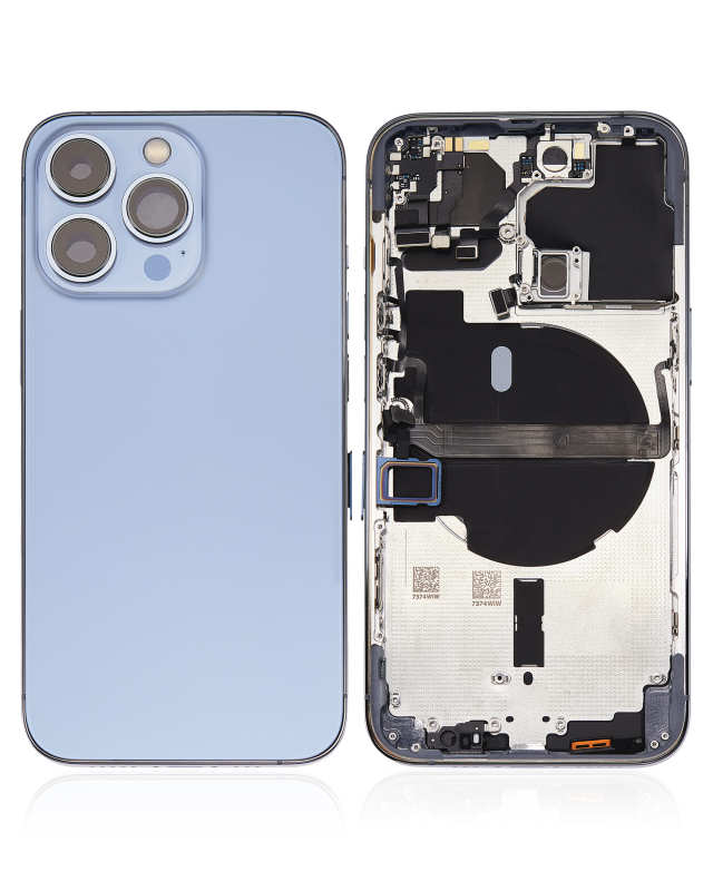 Back Housing W/ Small Components Pre-Installed Compatible For iPhone 13 Pro (No Logo) (Aftermarket Plus) (International Version) (Sierra Blue)