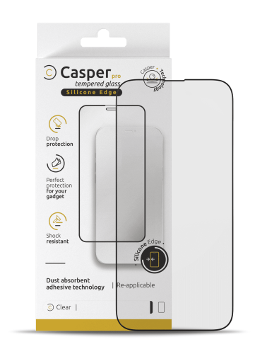 Casper Pro Silicone Tempered Glass Compatible For iPhone 14 Pro (Retail Pack) (Clear)