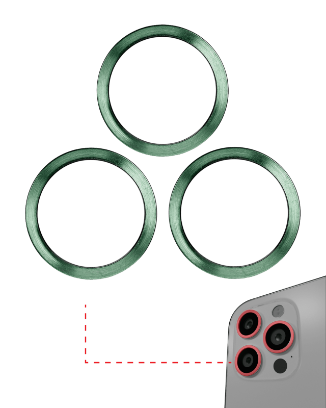 Back Camera Bezel Ring Only Compatible For iPhone 11 Pro / 11 Pro Max (Green) (3 Piece Set) (10 Pack)