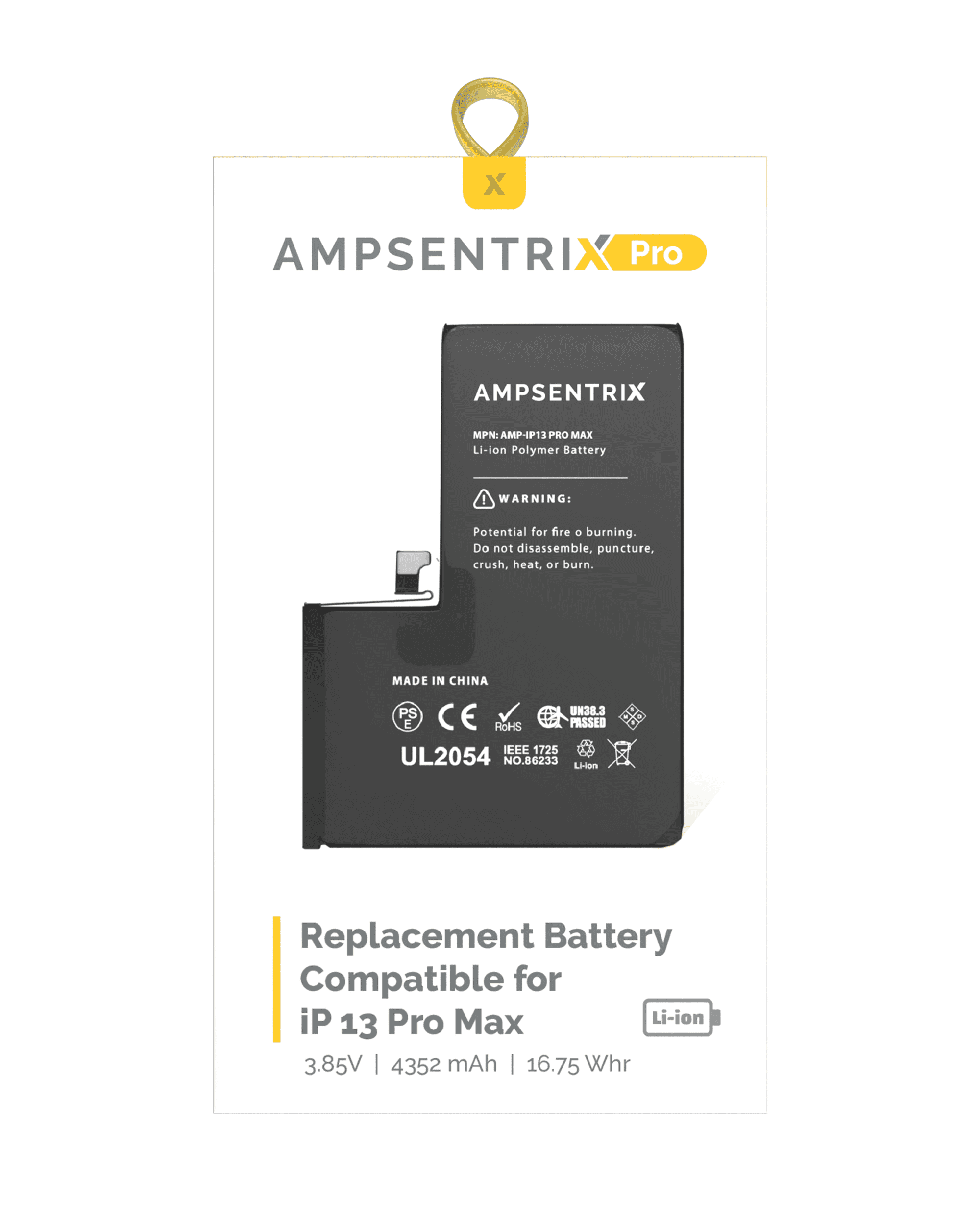 Replacement Battery Compatible For iPhone 13 Pro Max (AmpSentrix Pro)