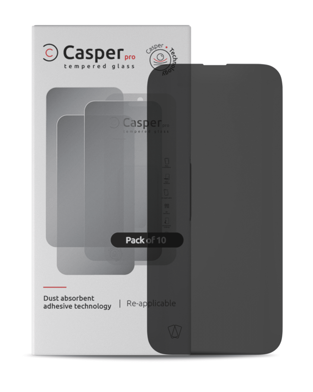 Casper Pro Tempered Glass Compatible For iPhone 15 Pro (10 Pack) (Privacy)