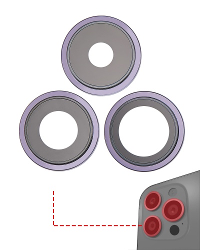 Back Camera Lens With Bracket &amp; Bezel Compatible For iPhone 14 Pro / 14 Pro Max (Deep Purple) (3 Piece Set) (Premium)