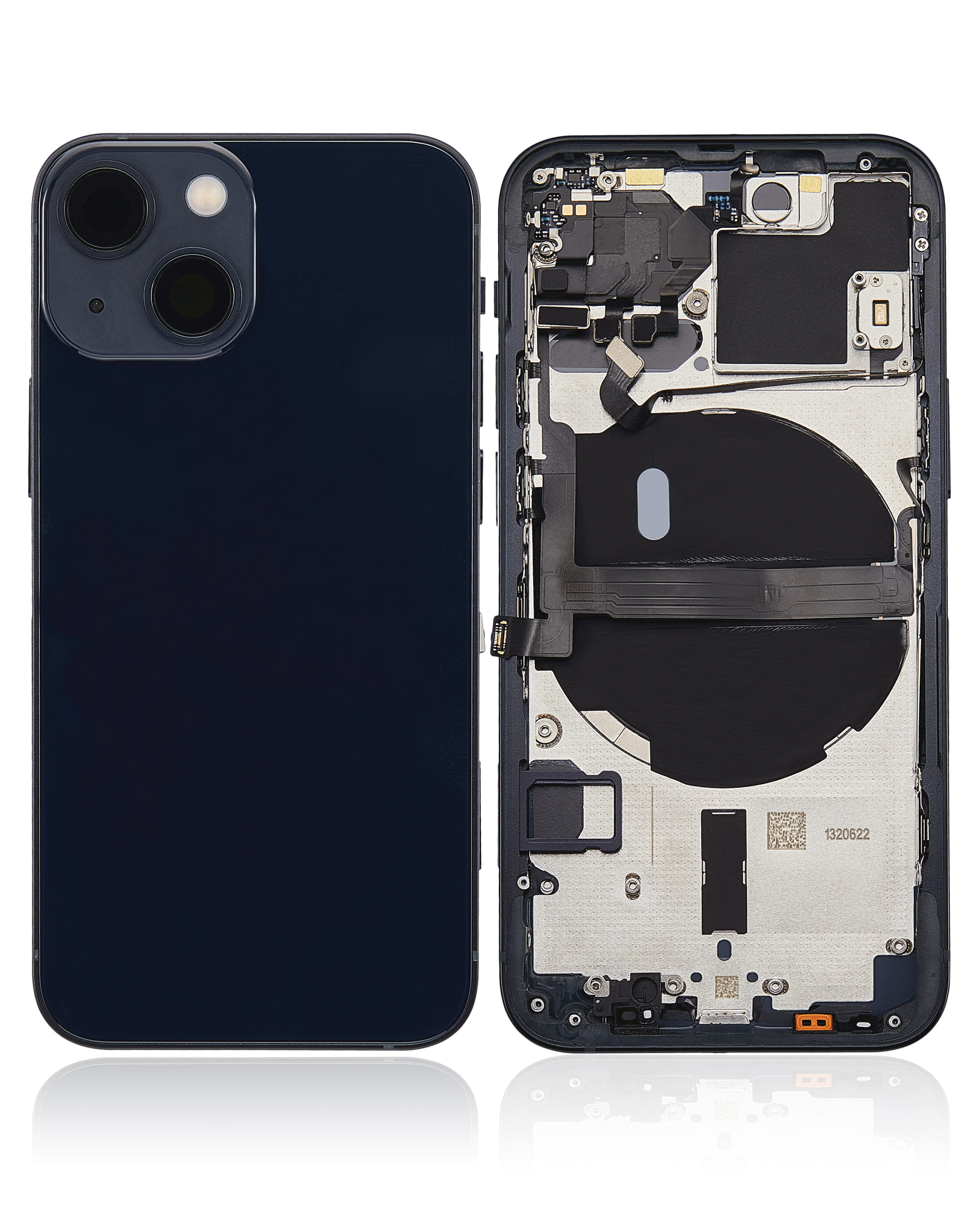 Back Housing W/ Small Components Pre-Installed Compatible For iPhone 13 Mini (US Version) (No Logo) (Aftermarket Plus) (Midnight)