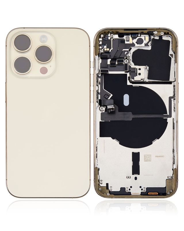 Back Housing W/ Small Pre-Installed Compatible For iPhone 14 Pro (U.S Version) (Used OEM Pull: Grade A) (Gold)