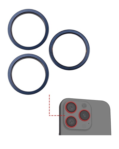 Back Camera Bezel Ring Only Compatible For iPhone 15 Pro (Blaue Titanium) (3 Piece Set)