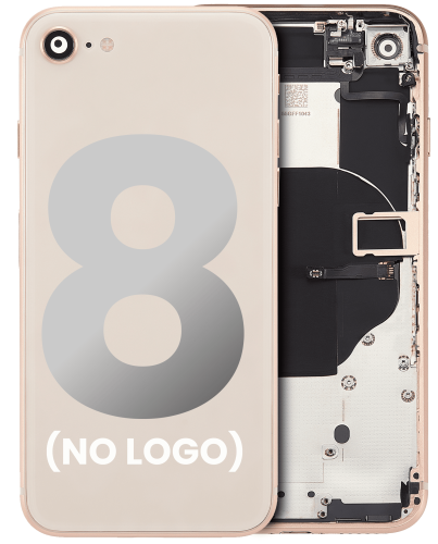 Back Housing W/ Small Components Pre-Installed Compatible For iPhone 8 (No Logo) (Aftermarket Plus) (Gold)