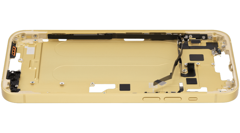 Mid-Frame Housing With Power And Volume Button Compatible For iPhone 14 Plus (US Version) (Used OEM Pull: Grade A) (Yellow)