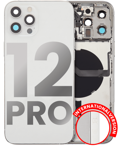 Back Housing W/ Small Components Pre-Installed Compatible For iPhone 12 Pro (International Version) (Used OEM Pull: Grade B) (Silver)