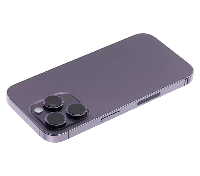 Back Housing W/ Small Pre-Installed Compatible For iPhone 14 Pro (U.S Version) (Used OEM Pull: Grade C) (Deep Purple)
