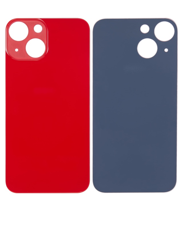 Back Glass With 3M Adhesive Compatible For iPhone 13 Mini (No Logo / Large Camera Hole) (Red)