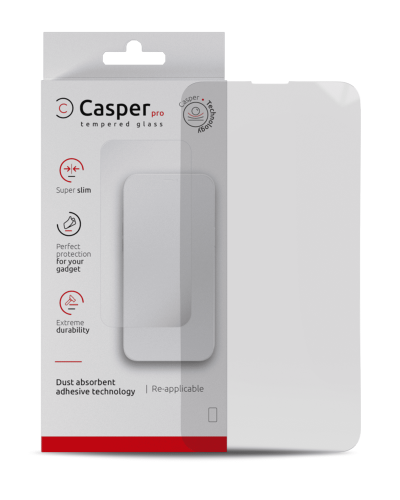 Casper Pro Tempered Glass Compatible For iPhone 15 (Retail Pack) (Clear)