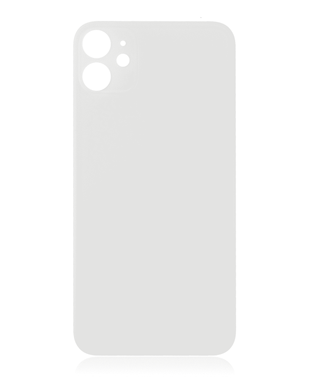 Back Glass With 3M Adhesive Compatible For iPhone 11 (No Logo / Large Camera Hole) (White)