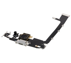 Charging Port Flex Cable With Board Compatible For iPhone 11 Pro Max (Premium) (Silver)