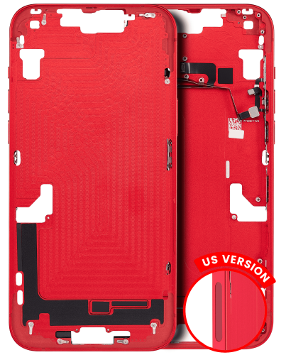 Mid-Frame Housing With Power And Volume Button Compatible For iPhone 14 (US Version) (Aftermarket Plus) (Red)
