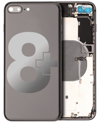 Back Housing W/ Small Components Pre-Installed Compatible For iPhone 8 Plus (Used OEM Pull: Grade C) (Space Gray)
