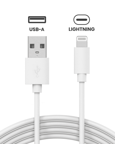 USB-A To Lightning Cable (3ft.) For iPhone / iPad / iPod (Used OEM Pull) (Bulk Pack) (50 Pack)