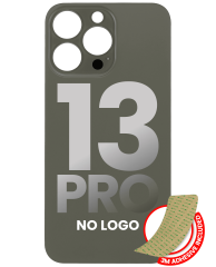 Back Glass With 3M Adhesive Compatible For iPhone 13 Pro (No Logo / Large Camera Hole) (Graphite)