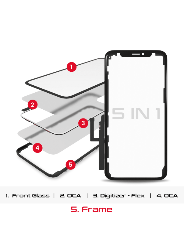 5 in 1 (Front Glass + OCA + Frame + Digitizer + OCA Pre-Installed) Compatible For iPhone 11 (OCA Master)