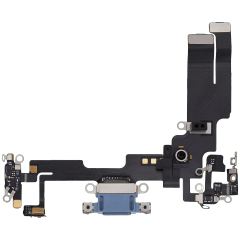 Charging Port Flex Cable Compatible For iPhone 14 (Used OEM Pull) (Blue)