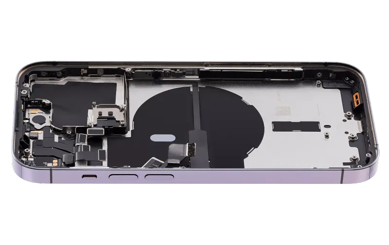 Back Housing W/ Small Pre-Installed Compatible For iPhone 14 Pro (U.S Version) (Used OEM Pull: Grade C) (Deep Purple)