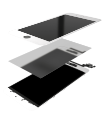 3 in 1 (Front Glass + Frame + OCA Pre-Installed) Compatible For iPhone 6S Plus (2 Pack) (White)