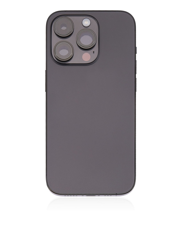 Back Housing W/ Small Pre-Installed Compatible For iPhone 14 Pro (U.S Version) (Used OEM Pull: Grade A) (Space Black)